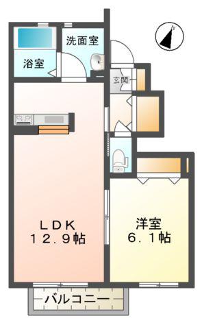 アール グリーン(1LDK/1階)の間取り写真
