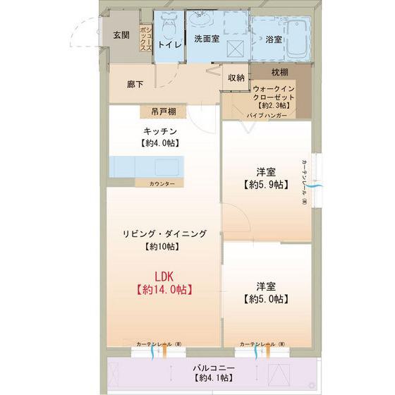 MAISON DE OLIVE(2LDK/4階)の間取り写真