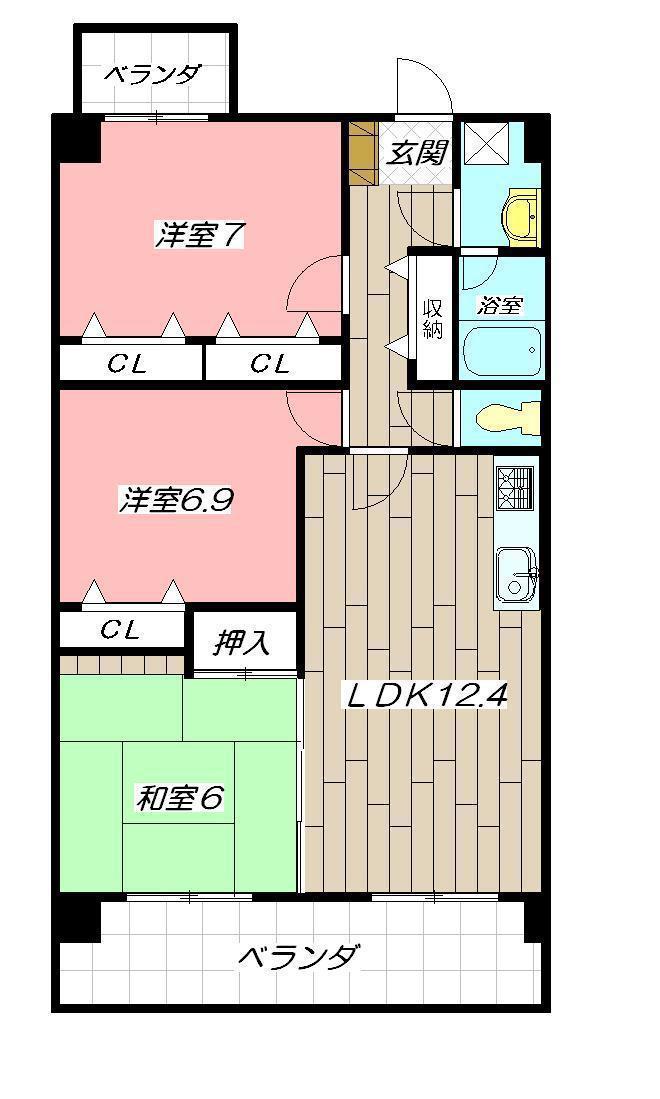 ルシオーレ(3LDK/5階)の間取り写真