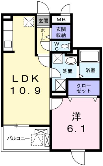 リバープレッソⅡ(1LDK/4階)の間取り写真