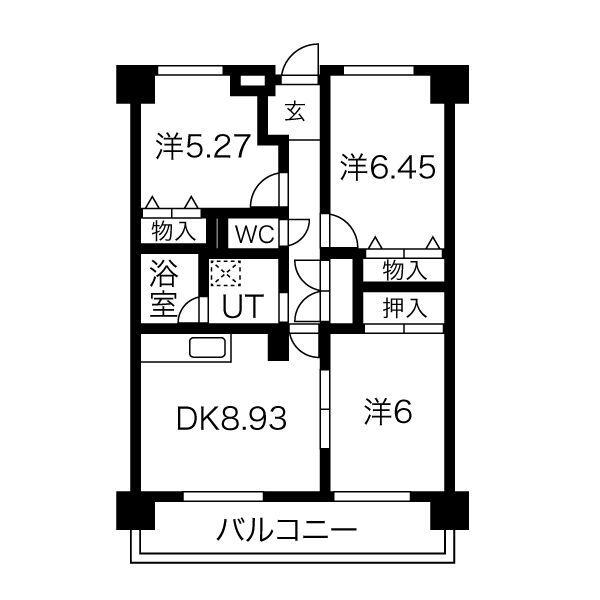 メゾンド鏡島(3LDK/8階)の間取り写真