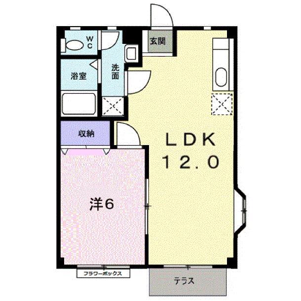 エスポワール(1LDK/1階)の間取り写真