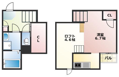 ADC新外クルーク(1K/1階)の間取り写真