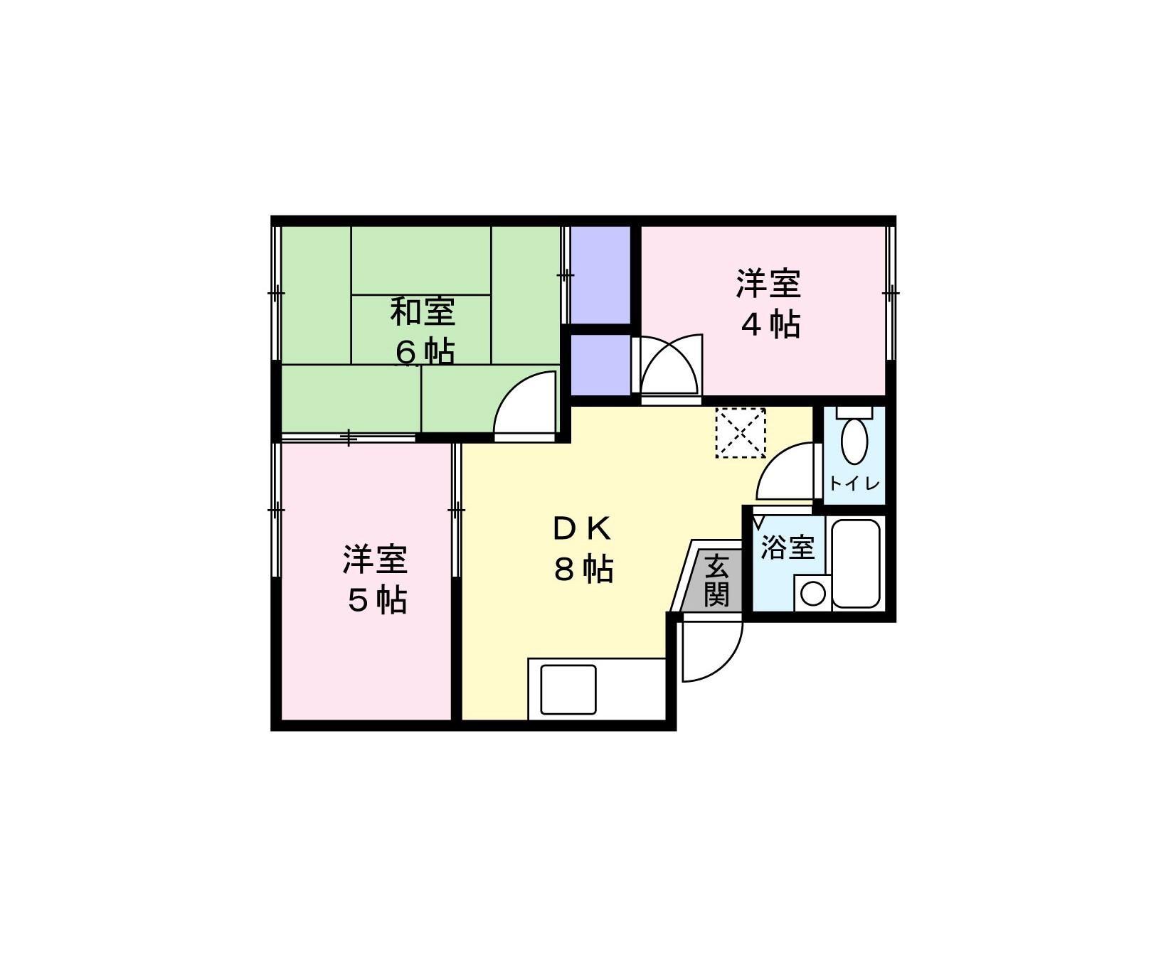 カーサ新屋敷 A(3DK/1階)の間取り写真