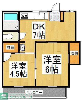 清水マンション(2DK/1階)の間取り写真