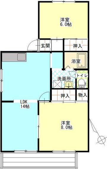 パークサイド鈴(2LDK/2階)の間取り写真