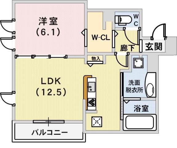 KITANO COLN(1LDK/1階)の間取り写真