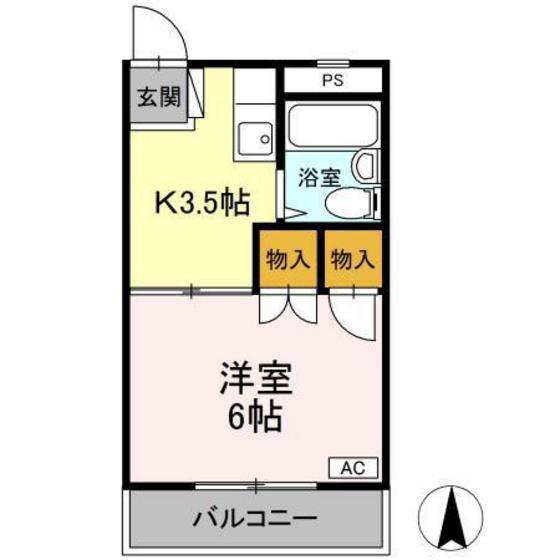 コートハウス坪井(1K/1階)の間取り写真