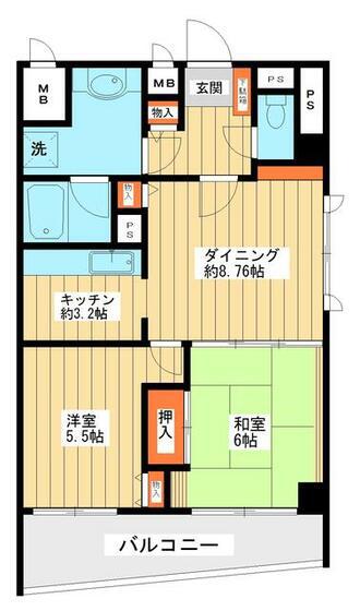 セザン ビヨーク(2DK/3階)の間取り写真