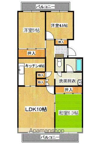 サルヴァトーレ長嶺(3LDK/4階)の間取り写真