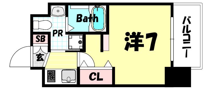 エステムコート三宮駅前IIIマジェスティ(1K/5階)の間取り写真