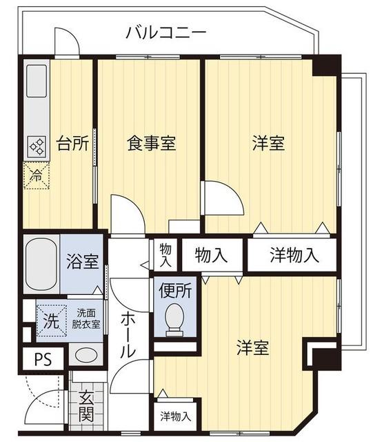 アドニスモリヤ(2DK/3階)の間取り写真