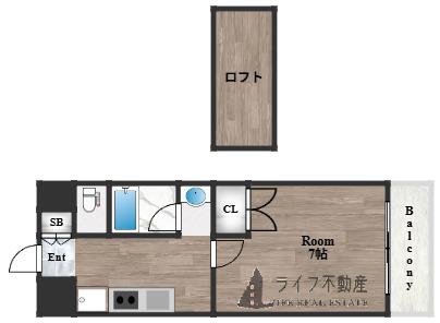 ヴィアルCITY深江(1K/6階)の間取り写真