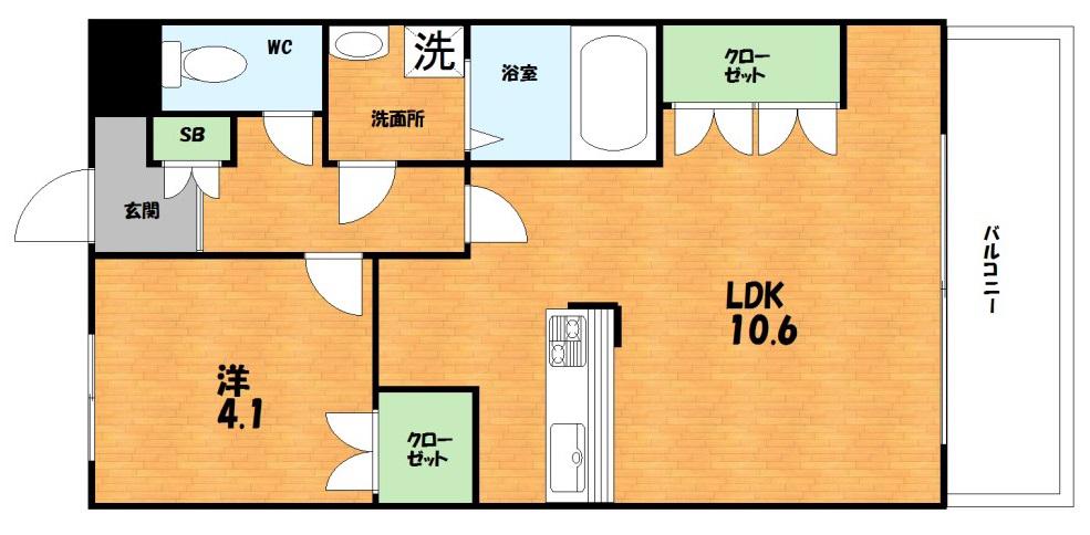 メゾン・ベルヴェデーレ(1LDK/1階)の間取り写真
