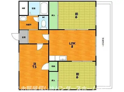 ハイメゾン中西(3LDK/1階)の間取り写真