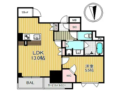 ブランズ大阪松屋町(1LDK/11階)の間取り写真