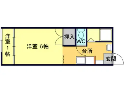 コーポ仙田(1K/2階)の間取り写真