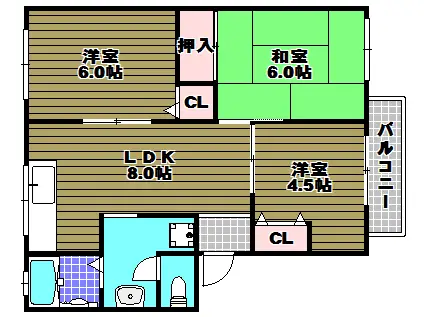 サンフル狭山(3DK/2階)の間取り写真