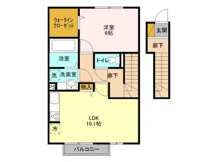 エクセルヴィラ(1LDK/2階)の間取り写真