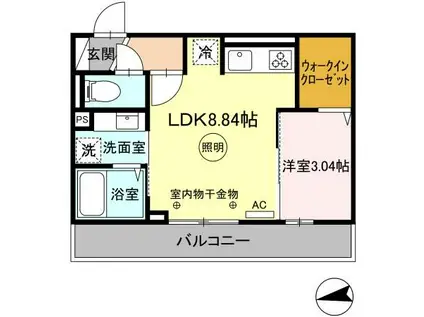 プレミエール 御井(1LDK/3階)の間取り写真