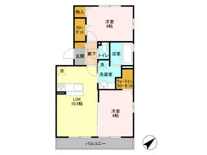 フェリーチェ B(2LDK/3階)の間取り写真