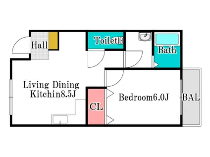 ハッピープレイス湊I(1LDK/1階)の間取り写真