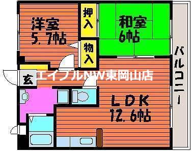 VIENTO原尾島(2LDK/3階)の間取り写真
