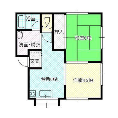 サザンハイツ(2DK/2階)の間取り写真