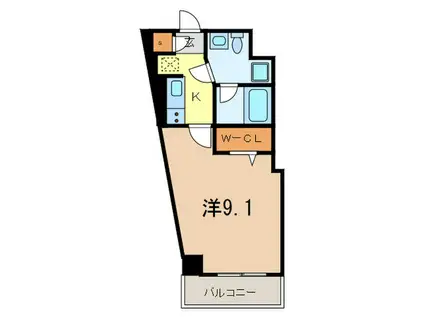 アーバネックス三田(1K/6階)の間取り写真