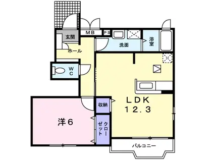 プラシードA(1LDK/1階)の間取り写真