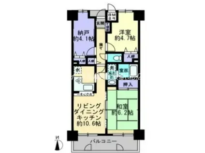 ライオンズマンション倉敷幸町(3LDK/14階)の間取り写真
