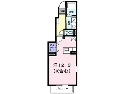 プラシード・II(ワンルーム/1階)の間取り写真