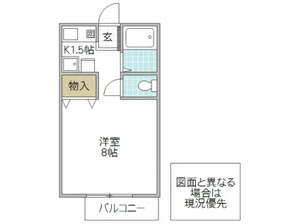 ニューロイヤル赤塚(1K/2階)の間取り写真