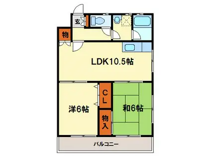 恵コーポ(2LDK/3階)の間取り写真