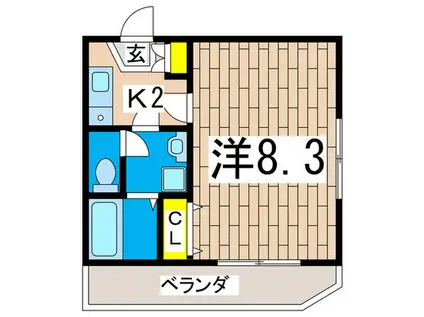 京急本線 上大岡駅 徒歩10分 3階建 築19年(1K/2階)の間取り写真
