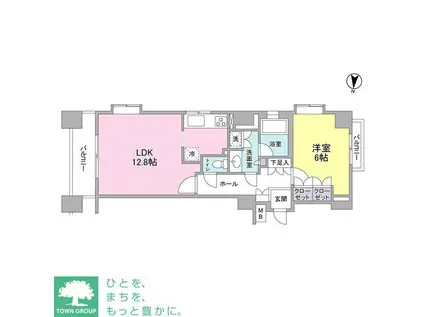 プロスペクト・グラーサ広尾(1LDK/9階)の間取り写真