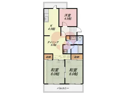 鈴の宮団地5号棟(3DK/5階)の間取り写真