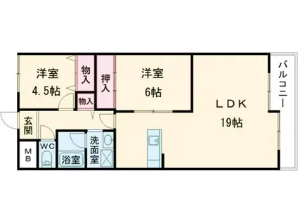 キャピタル新大宮(2LDK/6階)の間取り写真