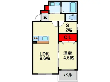 Mグランツ戸畑(1SLDK/2階)の間取り写真