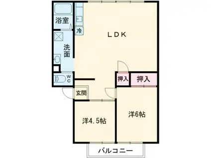 ファインライツII(2LDK/1階)の間取り写真