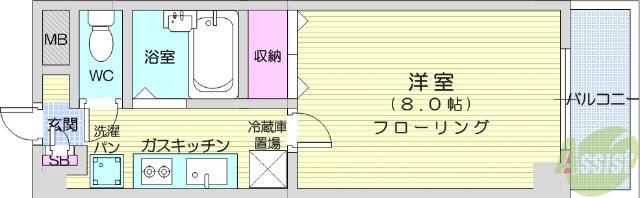 メゾンビアンネートル(1K/2階)の間取り写真