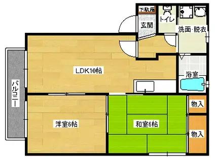 サウスヴィレッジA(2LDK/2階)の間取り写真
