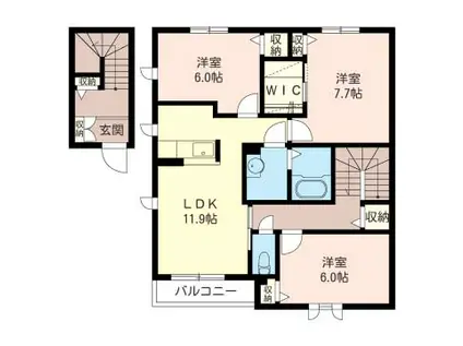 グランセノーテA(3LDK/2階)の間取り写真