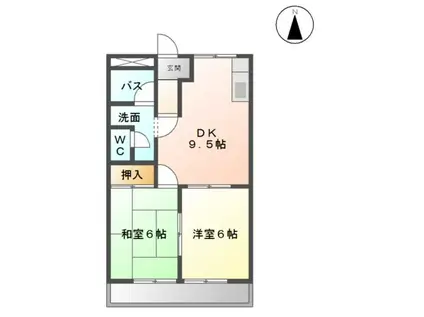 レジデンスTAKENAKA(2DK/2階)の間取り写真