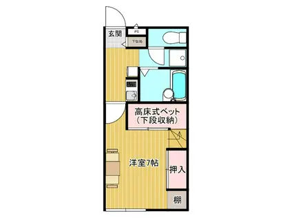 グリーンハイム(1K/1階)の間取り写真