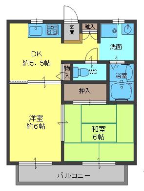 サンハイツ(2DK/2階)の間取り写真