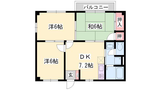 エスポワール田寺(3DK/2階)の間取り写真
