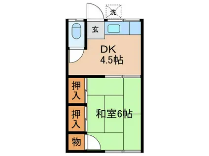 光鱗荘(1DK/2階)の間取り写真