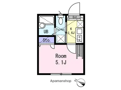 ビリオンハーバーVI(1K/2階)の間取り写真