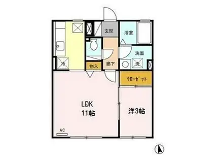 ブランコートウィル(1LDK/1階)の間取り写真